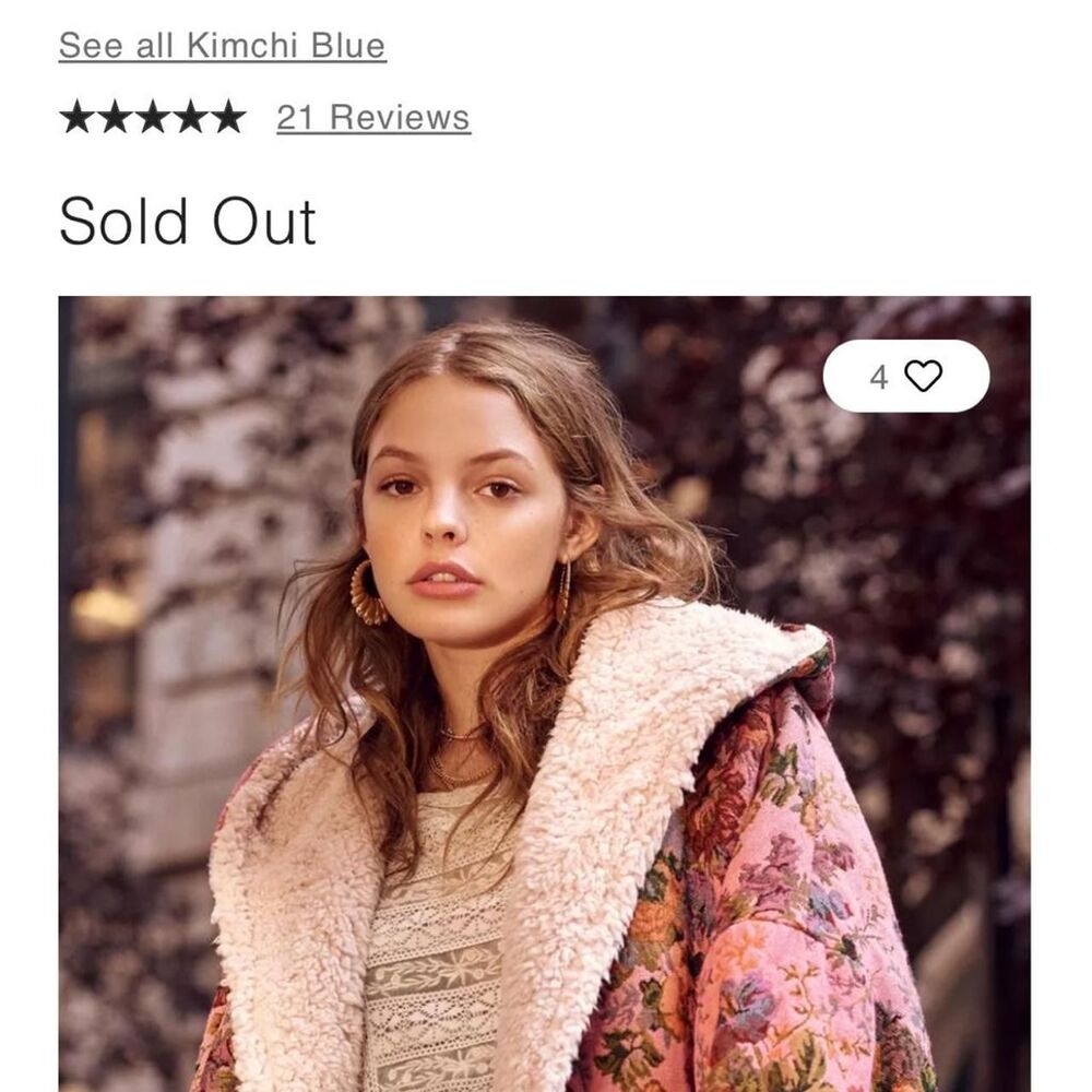 UO Reversible cozy coat Pink floral print Sherpa lined oversized jacket grandma - Picture 6 of 6